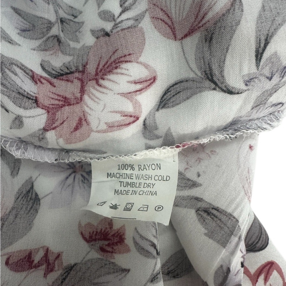 Floral Smocked Waist Maxi Dress in White with Red & Purple Flowers Prairie - Picture 5 of 15